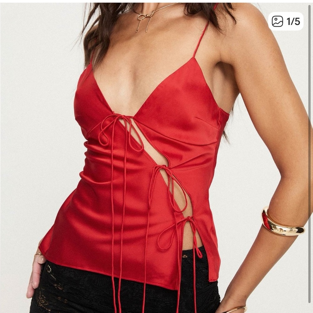 Lioness Mariah Red Tie-Front Cami